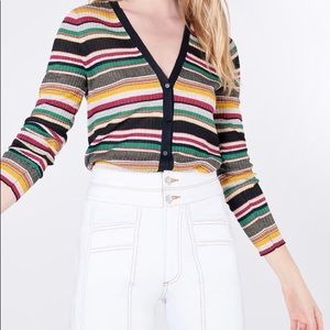 $350 Veronica Beard Keke Striped Cardigan Sz Med M